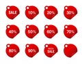 Vector illustrations of labels with discount percentage Royalty Free Stock Photo